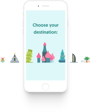 Travel Destination Selection Smartphone PNG image