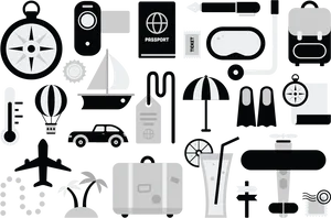 Travel Icons Set Vector Illustration PNG