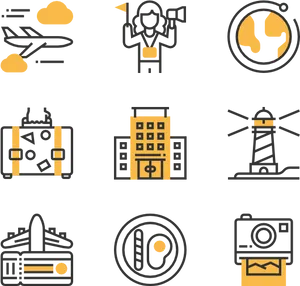Travel Icons Set Vector Illustration PNG