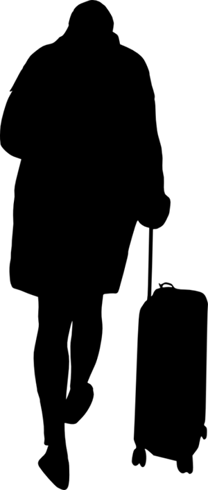 Traveler Silhouettewith Luggage PNG