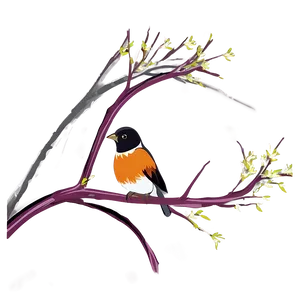 Tree Branches With Birds PNG 06282024
