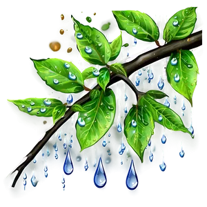 Tree Branches With Raindrops PNG 06282024