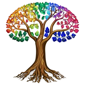Tree Of Life With Rainbow Leaves PNG 06122024 PNG