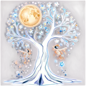 Tree Of Life With Stars And Moon PNG 82