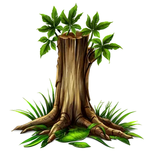 Tree Stump And Leaves PNG 34