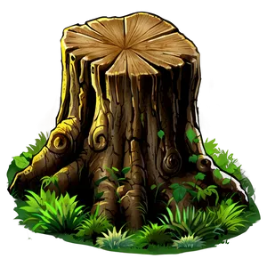 Tree Stump In Forest PNG 06132024