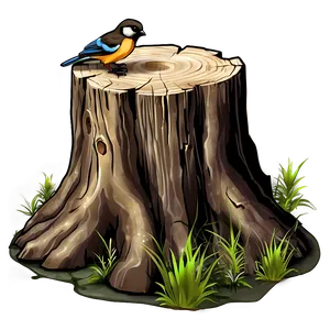 Tree Stump With Bird PNG Qky