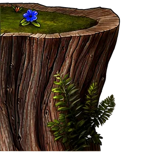 Tree Stump With Flowers PNG 06132024
