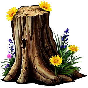 Tree Stump With Flowers Png Bet PNG image