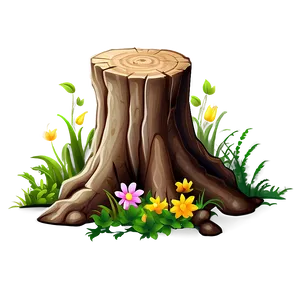 Tree Stump With Flowers Png Dfd PNG image