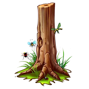 Tree Stump With Insects PNG 06132024