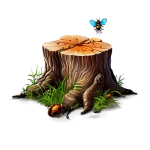 Tree Stump With Insects PNG Tru