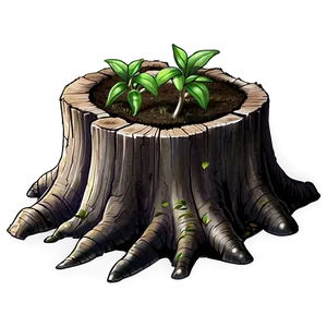Tree Stump With Saplings PNG 06132024
