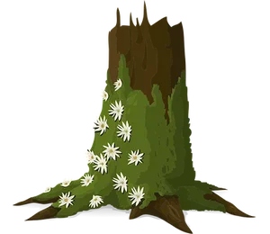 Tree Stumpwith Flowers Illustration PNG image