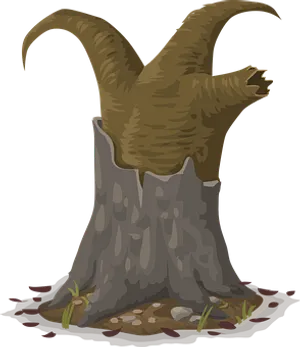 Tree Stumpwith Tail Illustration