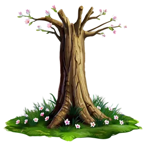 Tree Trunk With Flowers PNG 05242024