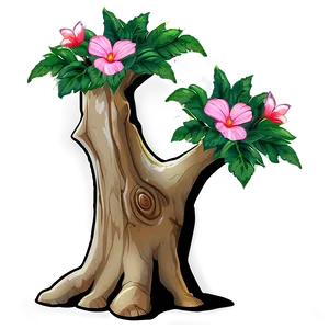 Tree Trunk With Flowers PNG 65