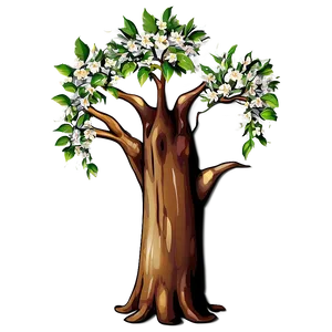 Tree Trunk With Flowers PNG Cvm