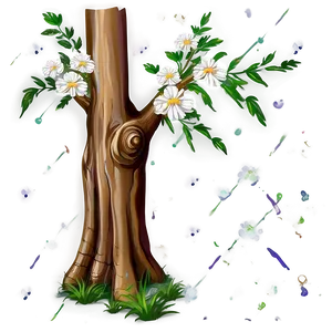 Tree Trunk With Flowers PNG Dvh6