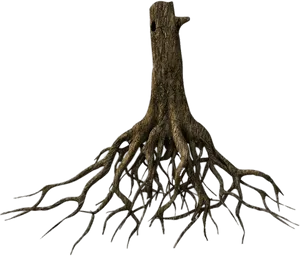 Tree Trunkwith Exposed Roots PNG image