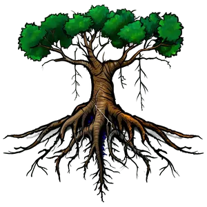 Tree With Roots Drawing PNG Rsw PNG