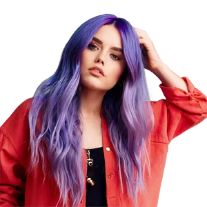 Trendy Purple Hair Fashion Model PNG 06272024 PNG