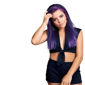 Trendy Purple Hair Fashion Model PNG Wid PNG
