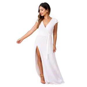 Trendy White Wrap Dress Png 76 PNG image