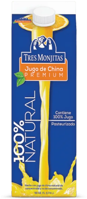 Tres Monjitas Natural Orange Juice Packaging PNG