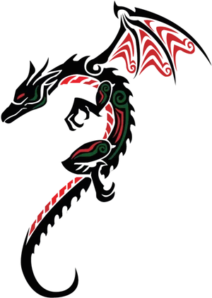 Tribal Dragon Tattoo Design PNG image