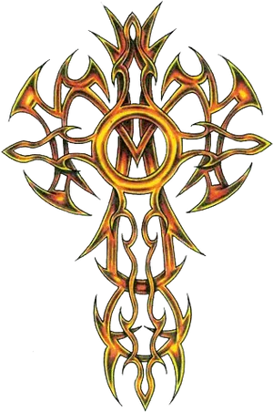 Tribal Flame Cross Design PNG image