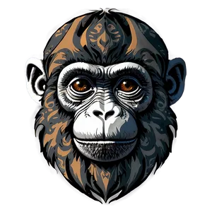 Tribal Monkey Face Tattoo PNG Vok PNG