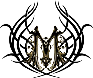 Tribal Style Letter M Tattoo Design PNG image