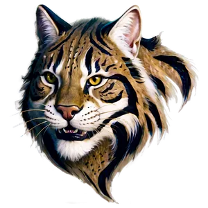Tribal Wildcat Tattoo Design PNG 06132024