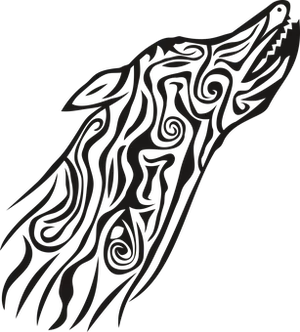 Tribal Wolf Artwork PNG image