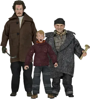 Trio_of_ Figurines_ With_ Expressive_ Faces PNG