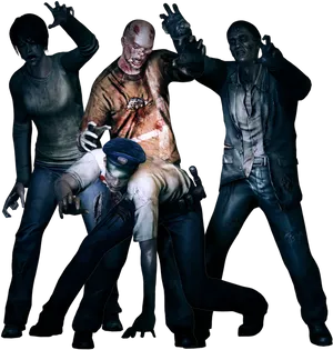 Trio_of_ Zombies_ Posing PNG image