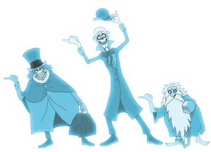 Trioof Cartoon Ghosts Haunting PNG image