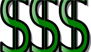 Triple Green Dollar Signs PNG image