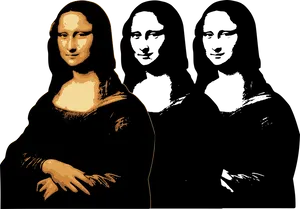 Triple Mona Lisa Artistic Interpretation.png PNG