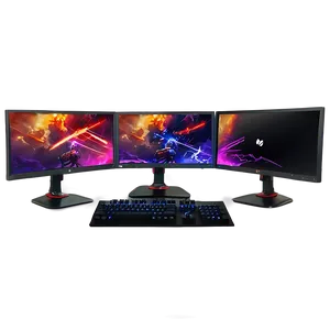 Triple Monitor Gaming Setup Png 89 PNG image