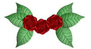 Triple Red Roses Symmetrical Design PNG image