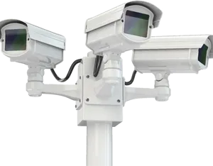 Triple Security Cameras Setup PNG image