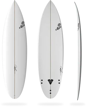 Triple View White Surfboard PNG image