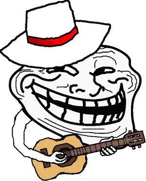 Troll_ Face_ Cowboy_ Hat_ Guitar.png PNG image