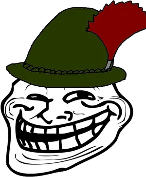 Troll Face With Green Hat PNG image