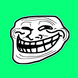 Trollface Meme Green Background PNG image