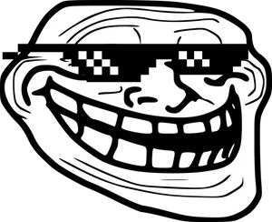 Trollface Memewith Pixelated Sunglasses PNG image