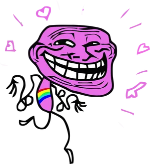 Trollfacewith Rainbow Tongue PNG image