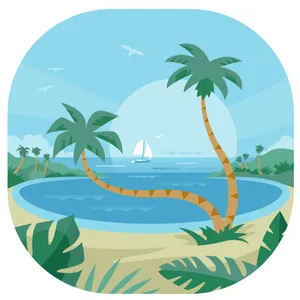 Tropical_ Beach_ Paradise_ Vector PNG image
